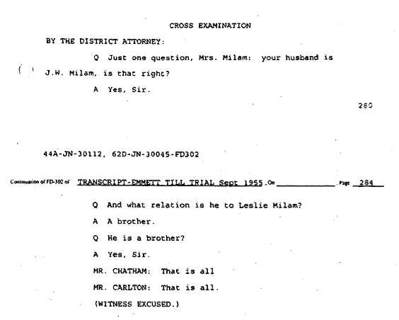 FBI report: Juanita Milam's testimony