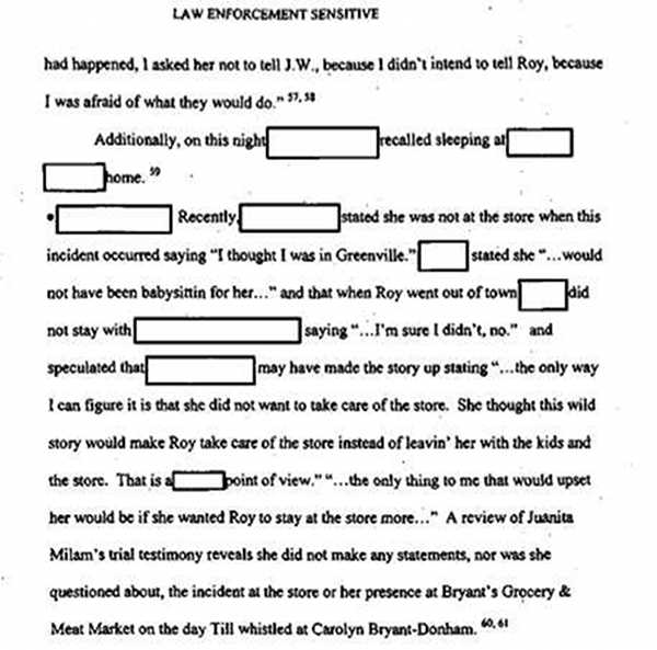 FBI report: Juanita Milam's story